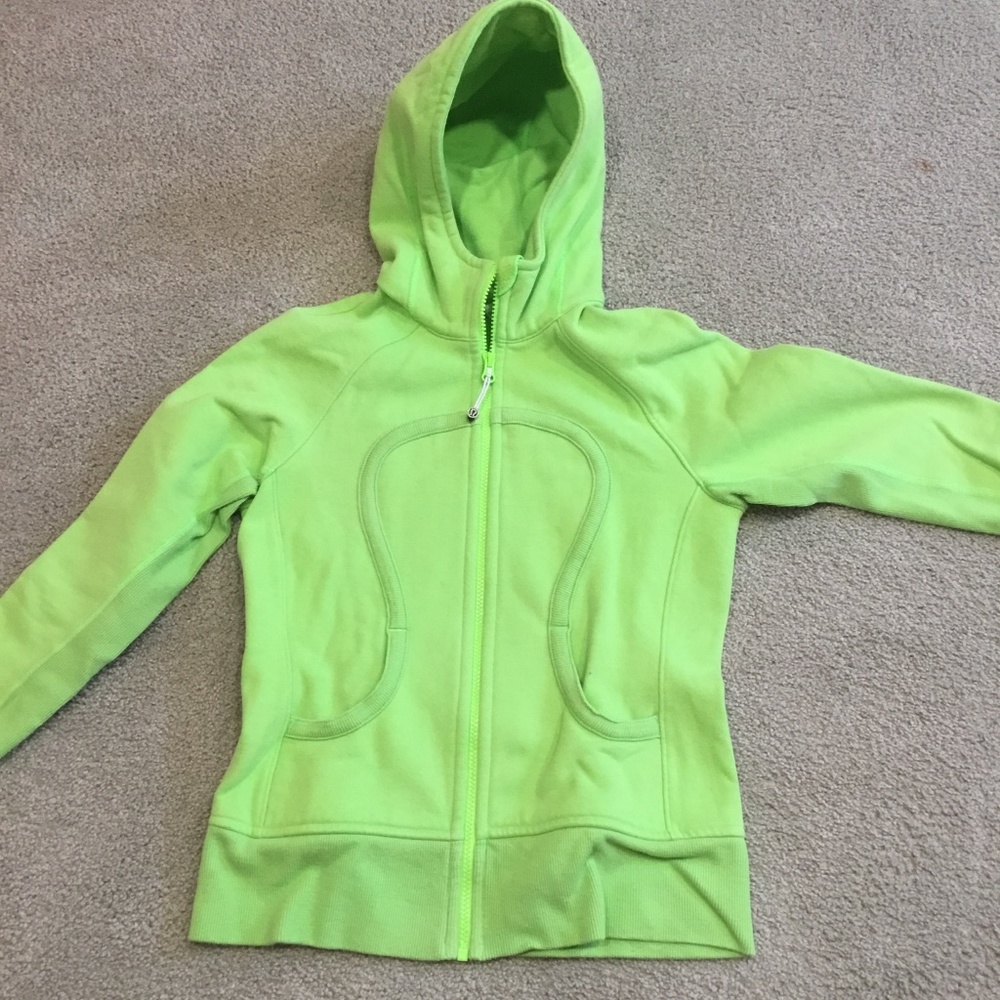 Lululemon like new!! Neon green full zip scuba hoodie!